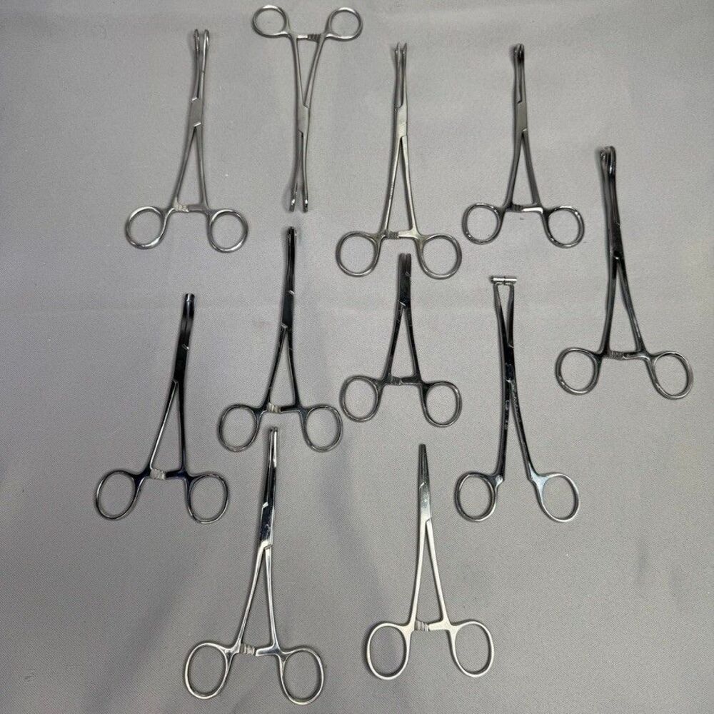Lot 11 Stainless Steel Piercing Forceps Pennington Tube Jaw Septum Clamp Tools